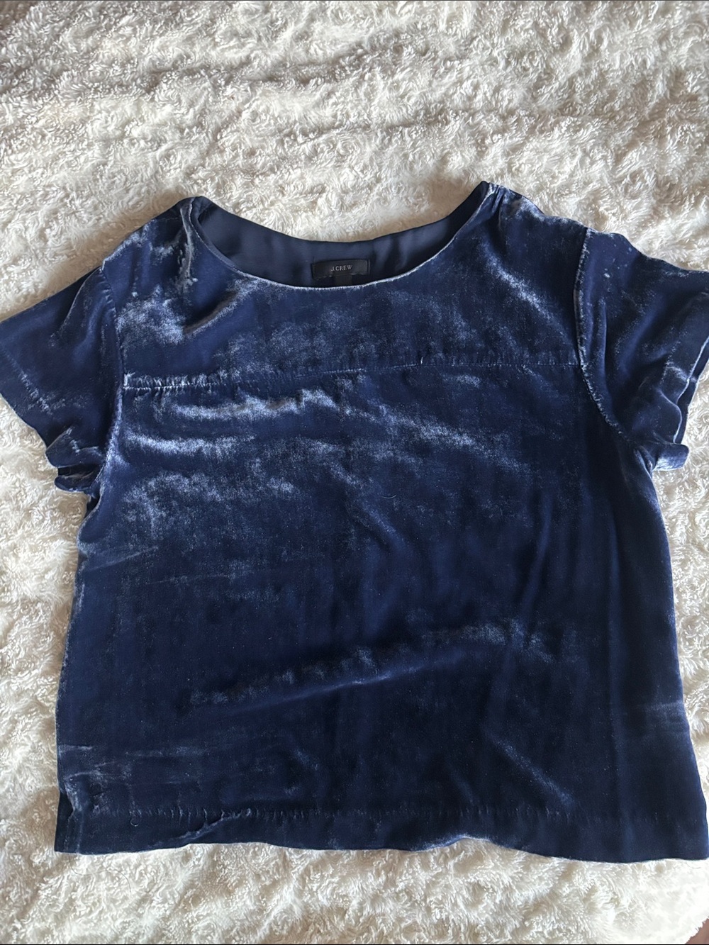 J. Crew Navy Velvet Short Sleeve Tee